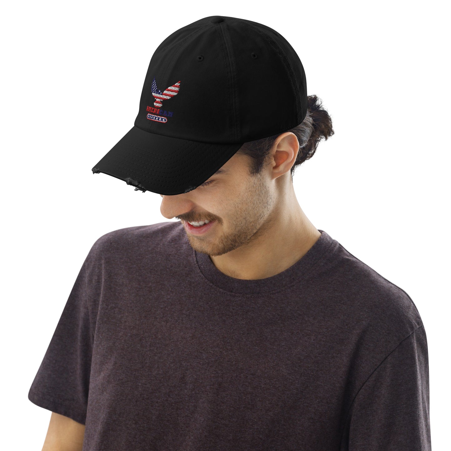 PATRIOTIC AMERICAN STYLE BASEBALL CAP BLACK RIGHT FRONT - www.firstamericanstore.com