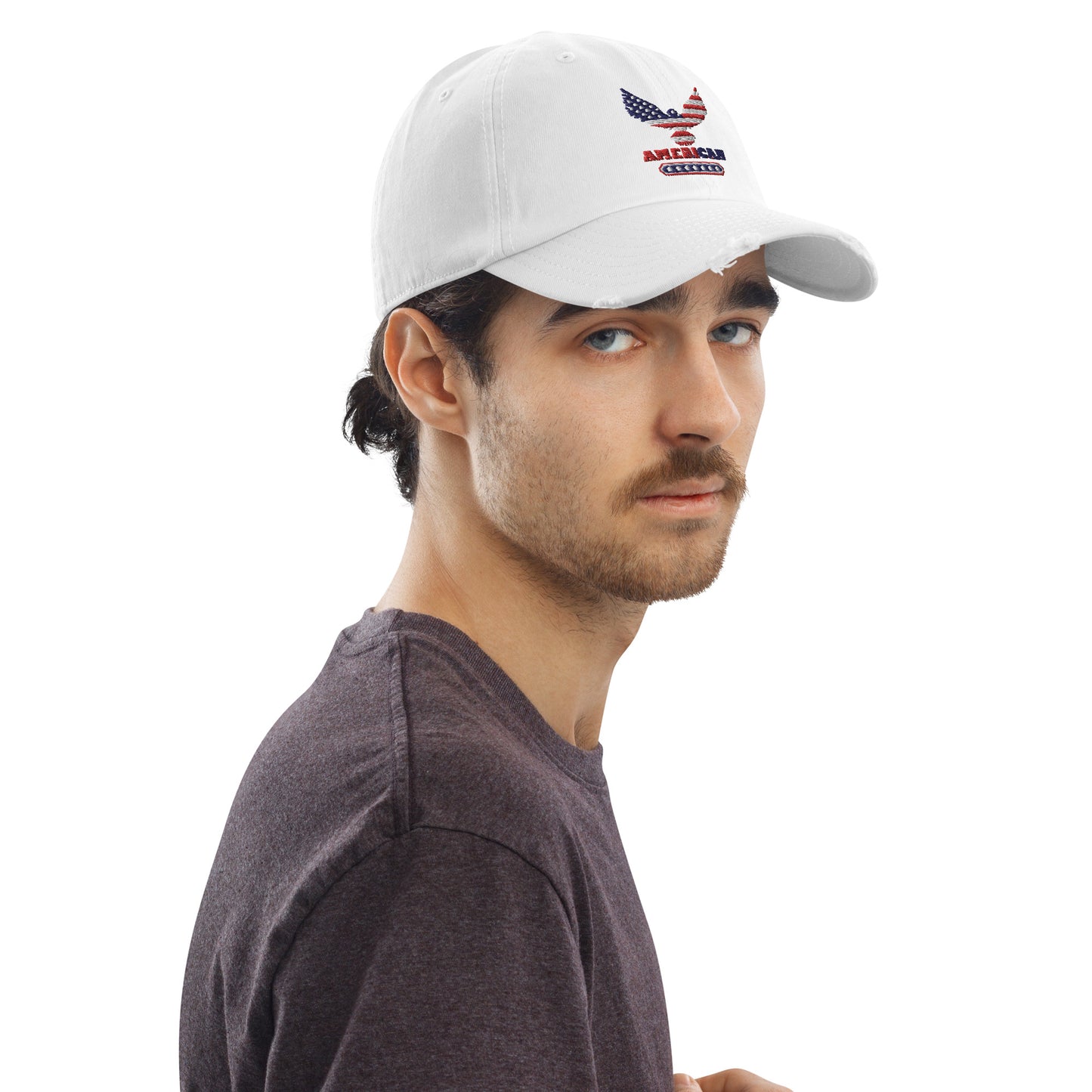 PATRIOTIC AMERICAN STYLE BASEBALL CAP WHITE RIGHT FRONT - www.firstamericanstore.com
