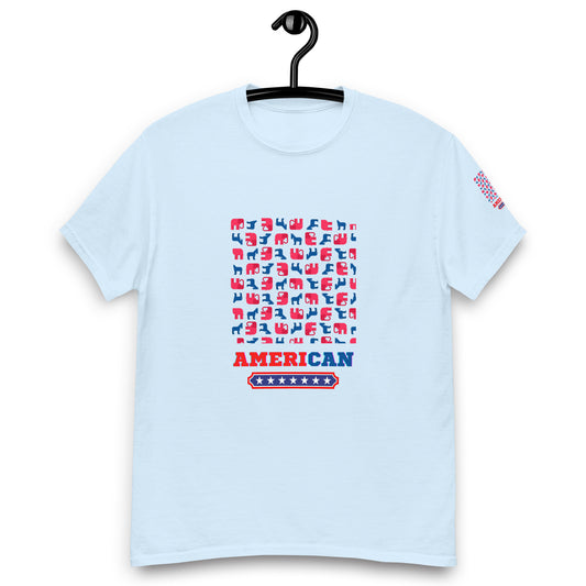 AMERICAN STYLE T–SHIRT "ELEPHANT - THEMED" LIGHT BLUE FRONT - www.firstamericanstore.com